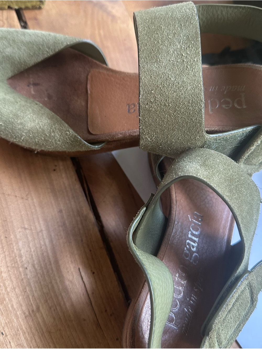 Pedro Garcia Olive Suede Strappy Sandals